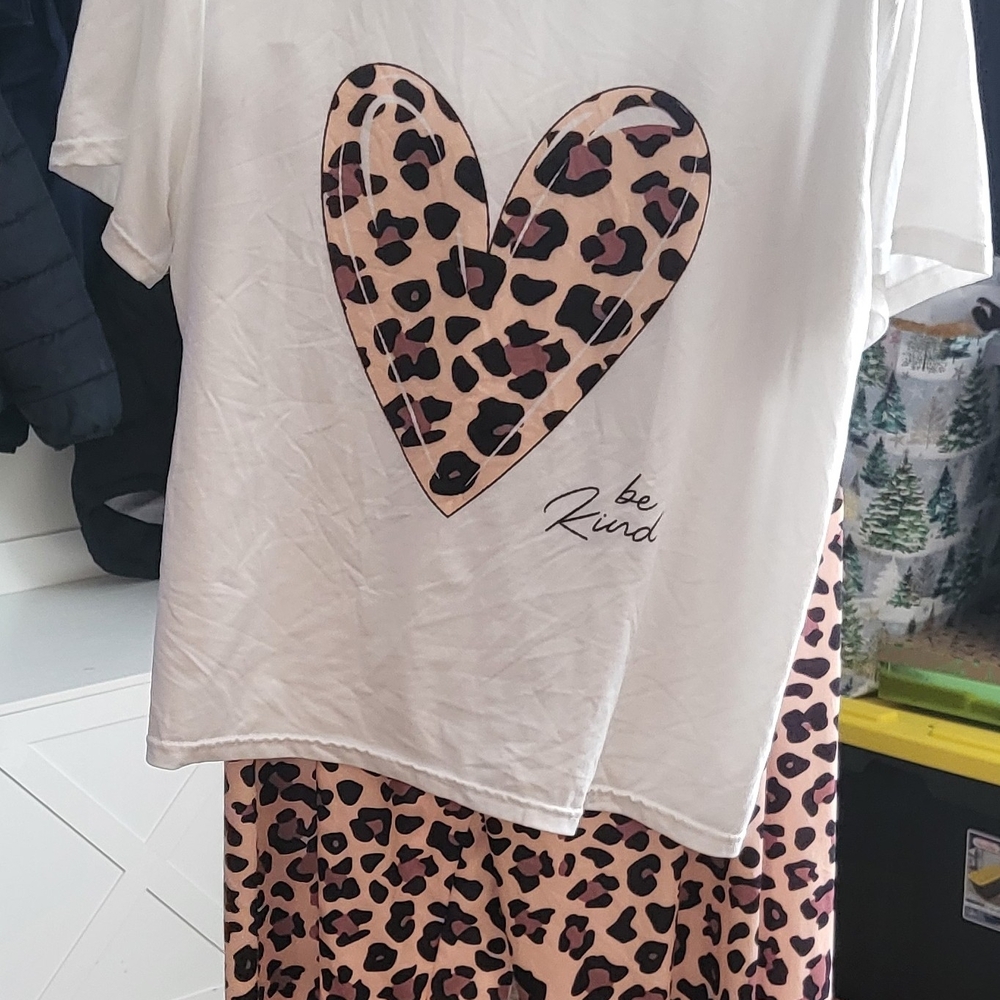 White Leopard Heart Pajama Set